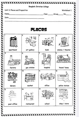 Vocabulary worksheet