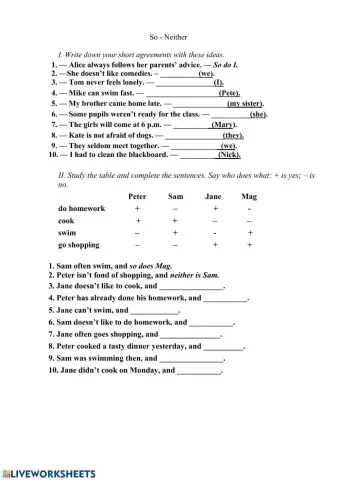 So do I - Neither do I