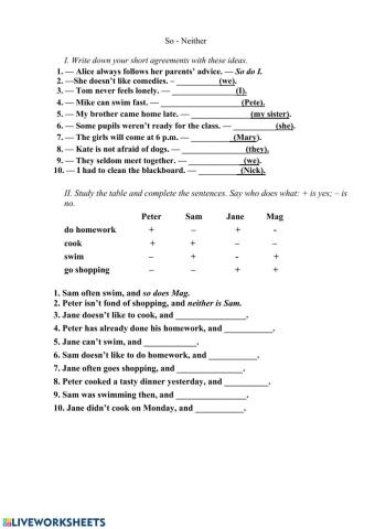 So do I - Neither do I