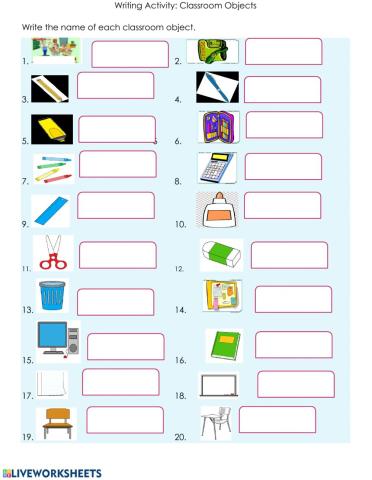 Writing Activity: Classroom Objects