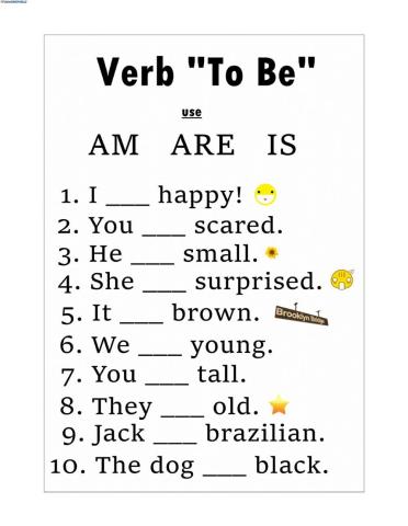 Verb to be (am, is, are)
