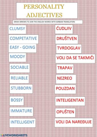 Personality adjectives