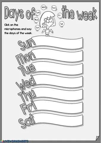 Days of the week - speaking