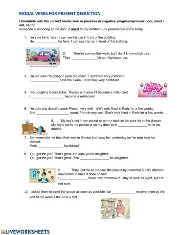 Modal verbs for present deduction