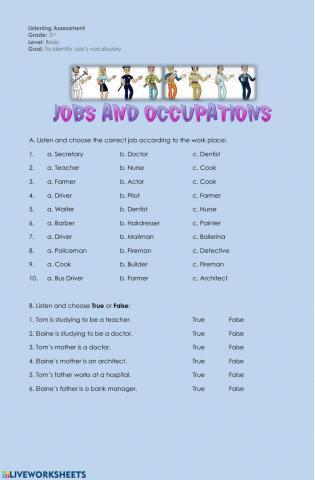 Jobs and occupations