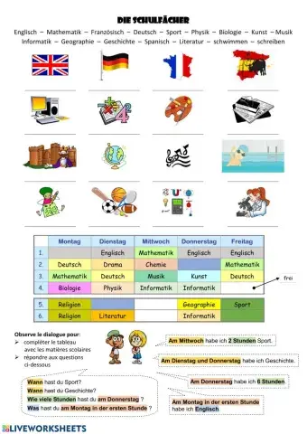 Die Schulfächer