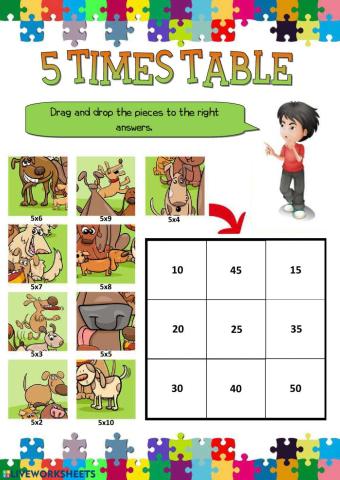 5 times table