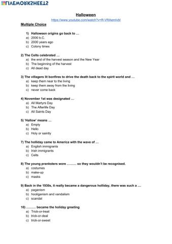Halloween Multiple Choice