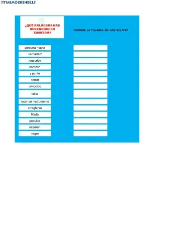 Vocabulario euskera 9 noviembre PONER EUSKERA