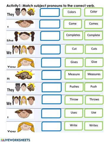 Matching: Subject Pronouns & Verbs