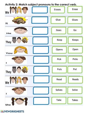 Matching: Subject Pronouns & Verbs