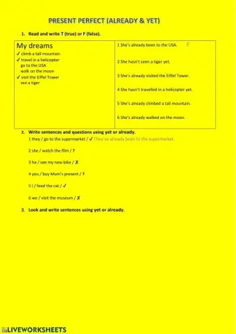 Present Perfect, Already & Yet