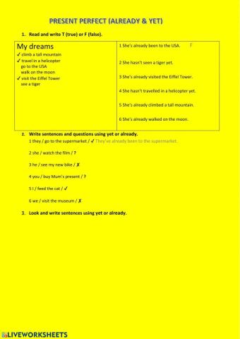 Present Perfect, Already & Yet