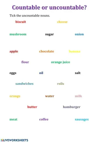 Countable and uncountable nouns