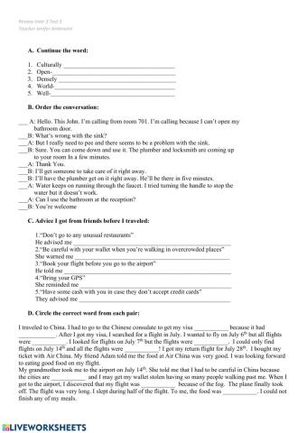 Four Corners 4 Review test 3