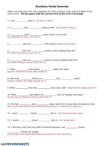 Practice with Auxiliary Verbs