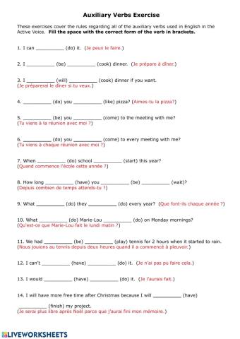 Practice with Auxiliary Verbs