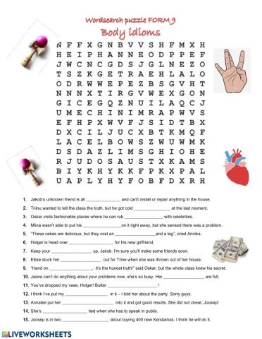 Wordsearch Body idioms