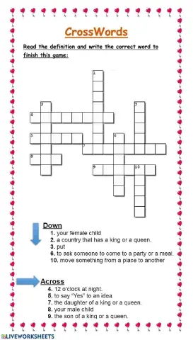 Crosswords the princess and the pea