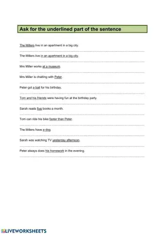 Ask for the underlined part