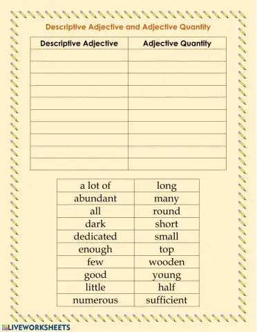 Descriptive adjective and adjective quantity