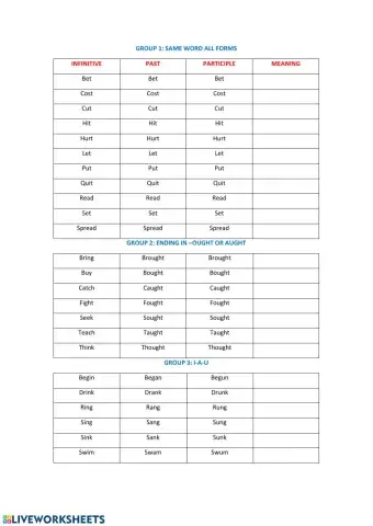 Irregular verbs 1