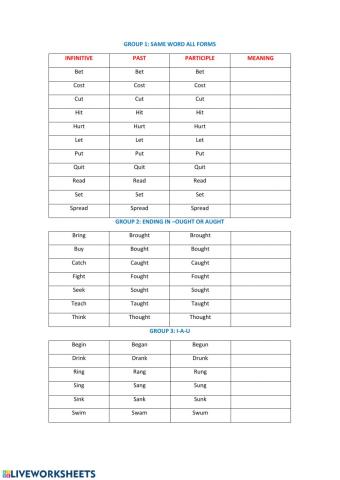 Irregular verbs 1