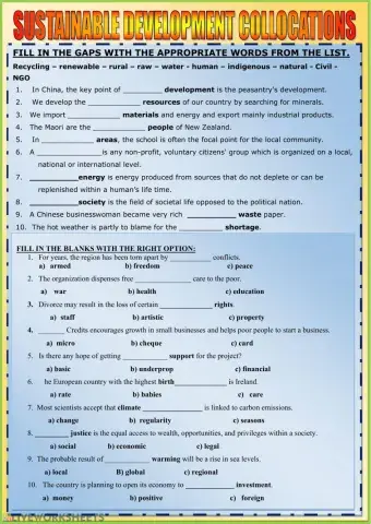 Sustainable development collocations