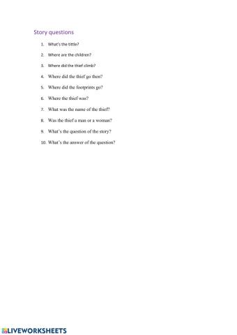 English 5º Story questions 3