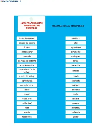 Vocabulario euskera 5 noviembre