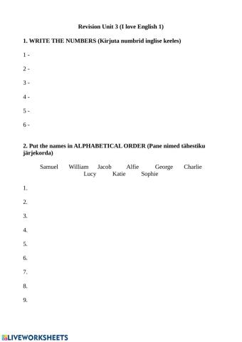 Unit 3 Revision 3. klass