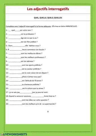 Adjectifs interrogatifs