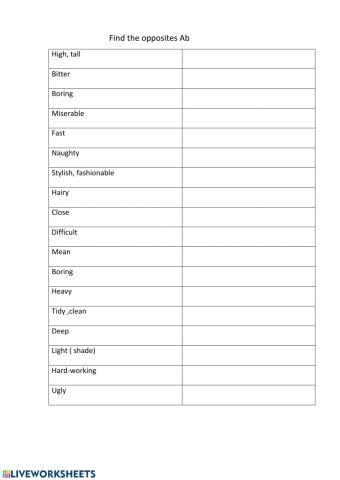 Adjectives. Opposites