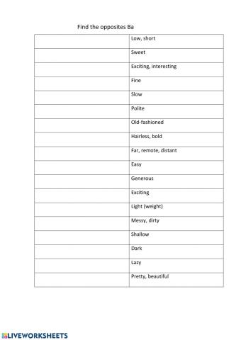 Adjectives. Opposites