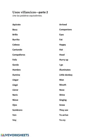 El vocabulario de unos villancicos, parte 2