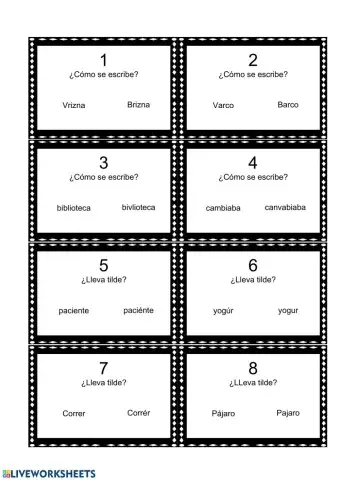 Jugamos con la ortografía-Tarjetas