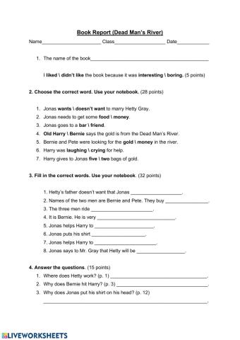 Dead Man's River Final Quiz