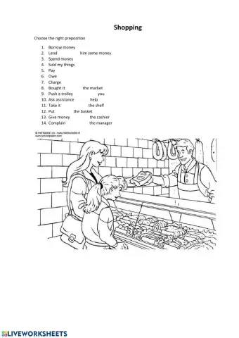 shopping prepositions