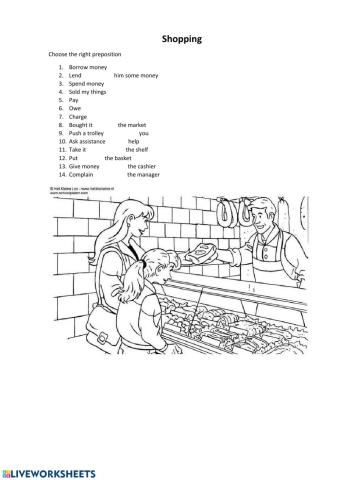 shopping prepositions