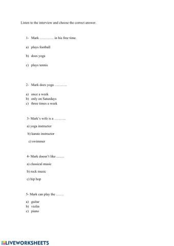 Free time activities