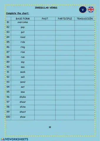 Irregular verbs PART 5