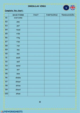 Irregular verbs PART 5