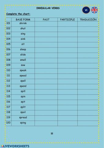 Irregular verbs PART 6