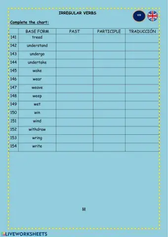 Irregular verbs PART 8