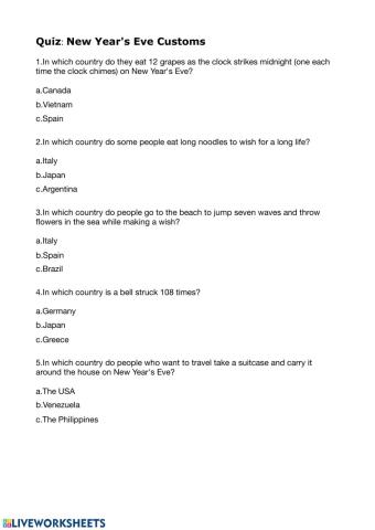 New Year's Eve Customs