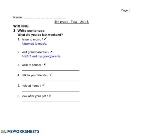 Simple past - affirmative and negative sentences