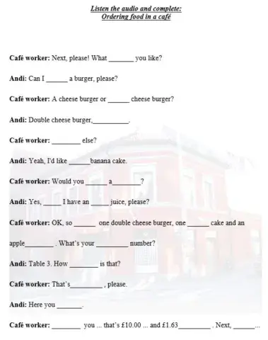 Order food at the café.