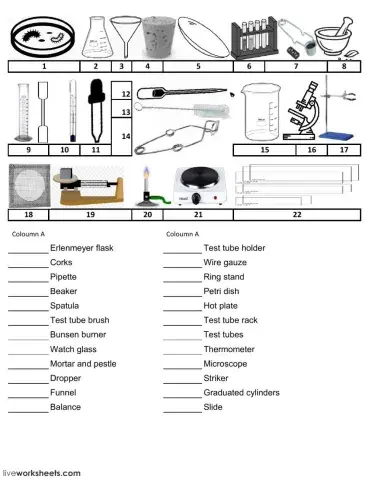 Science Lab equipment drag and drop