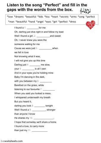 Listen and fill in - Ed Sheeran - Beyoncé