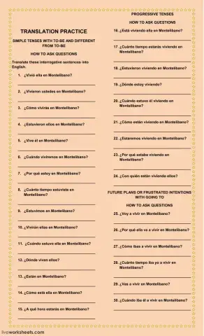 Simple, Progressive and Going To Questions